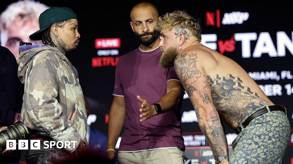 Gervonta Davis and a topless Jake Paul face off