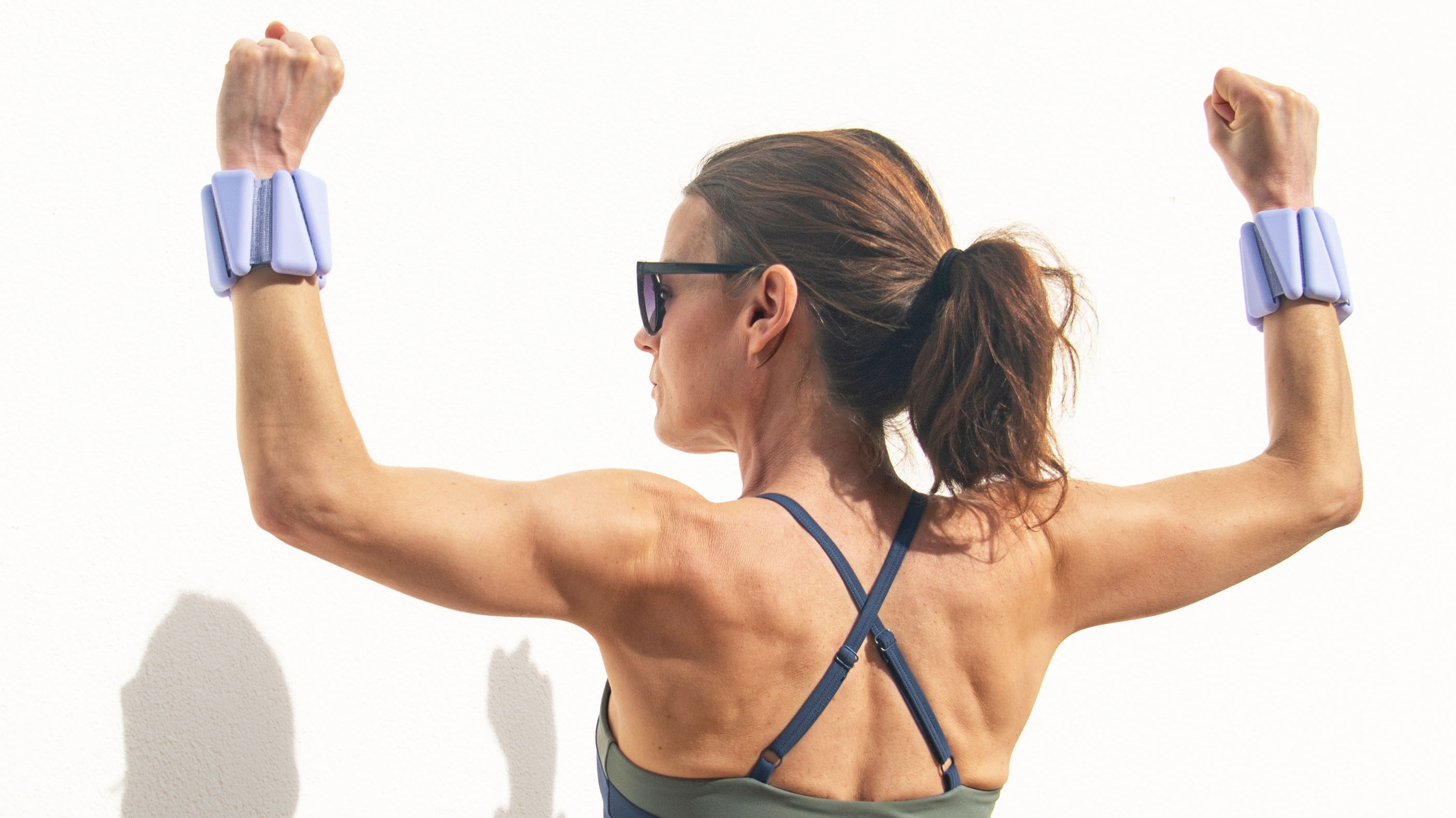 a photo of a woman wearing ankle weights