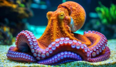 Illustration of a Giant Pacific Octopus Named Ghost Caring for Her Unfertilized Eggs at the Aquarium.