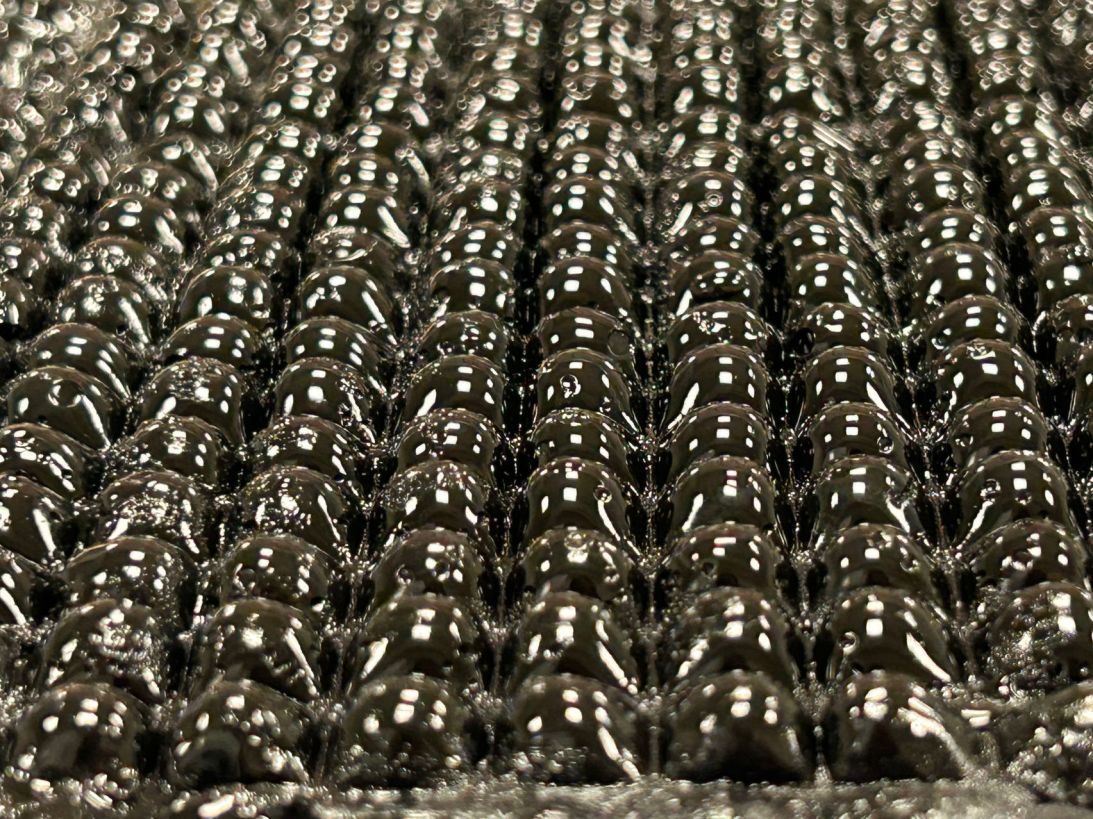 The origami-like hydrogel array inside MIT's atmospheric water harvesting device.