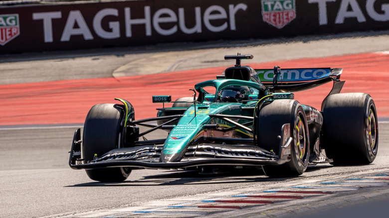 Aston Martin F1 car on track