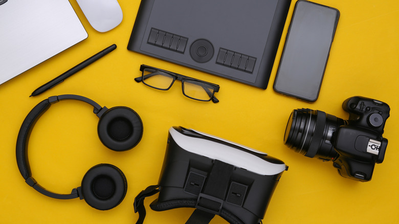 Different gadgets on a table