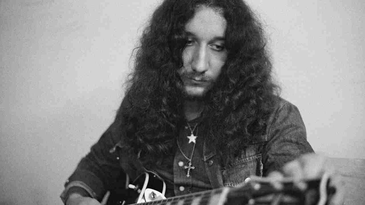 Uriah Heep guitarist Mick Box playing guitar in the early 1970s