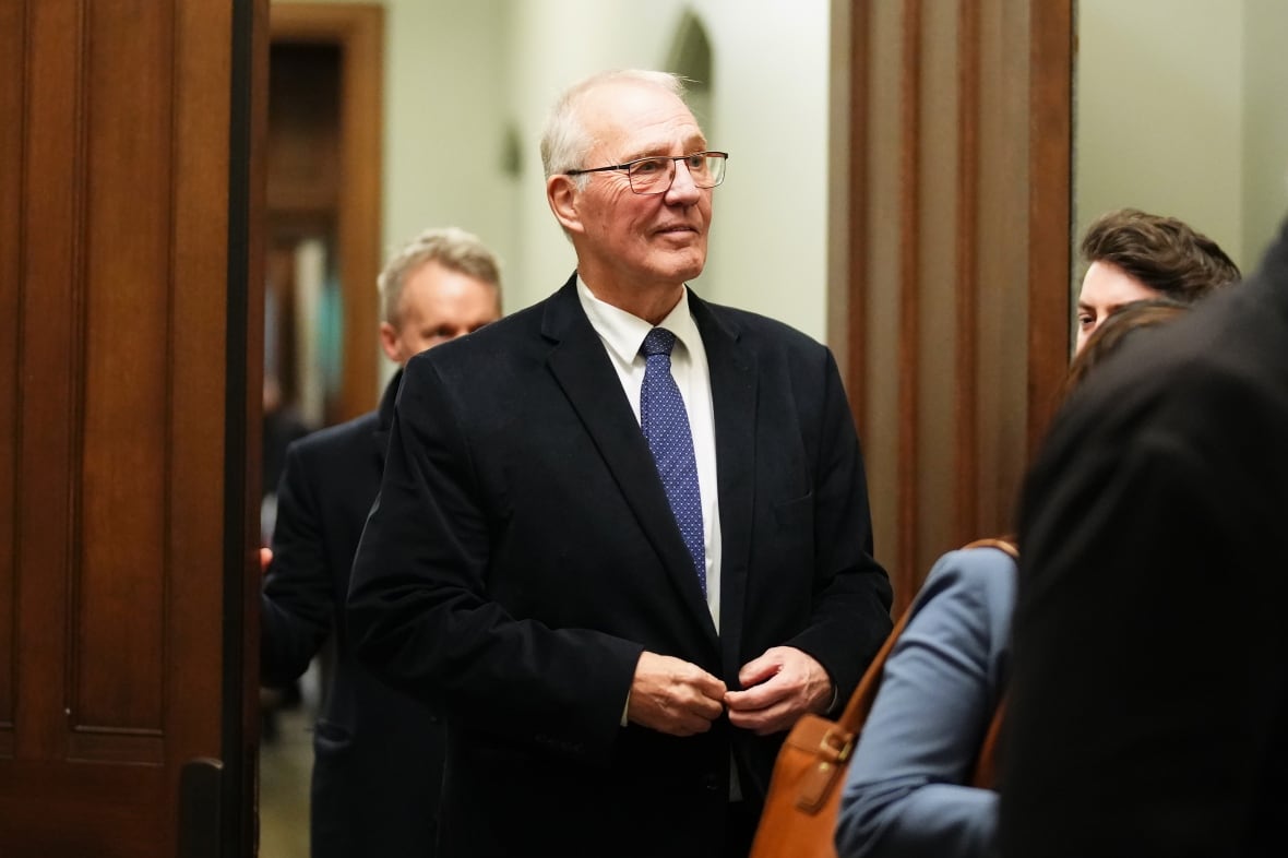 Defence Minister Bill Blair arrives to a cabinet meeting in Ottawa on Monday, March 10, 2025.