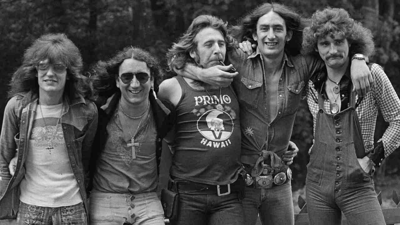 Uriah Heep posing for a photograph in the 1970s