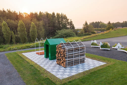 The installations 'Back / Ground,' 2025, by Patrick Bérubé, and 'Les huit collines,' 2022-2025, by ONOMIAU, are part of the current International Garden Festival 2025. Photo: Jean-Christophe Lemay