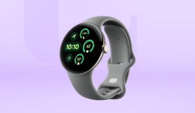 Google Pixel Watch 3 on purple background