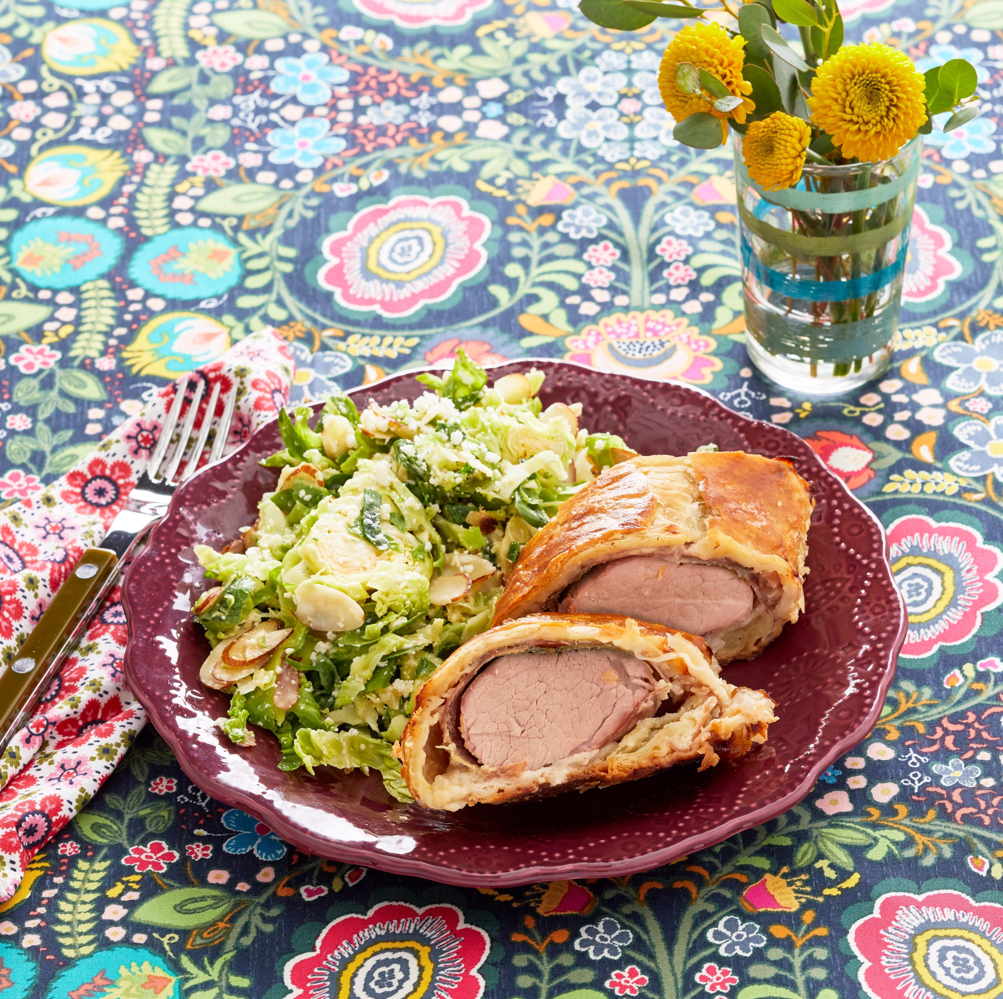 puff pastry pork with brussels sprouts slaw