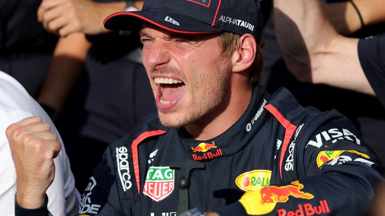 Max Verstappen celebrates his 2025 Italian Grand Prix triumph