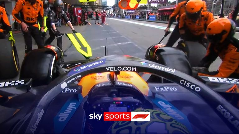 Lando Norris' slow pit stop saw him come out in eighth, with the McLaren driver missing the chance to jump up two places in Azerbaijan.