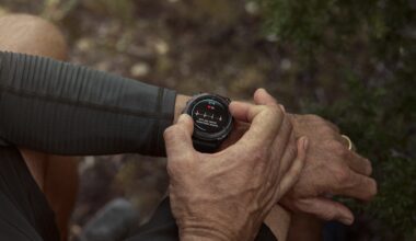 A photo of a man in the woods wearing a Garmin Fenix 8 Pro, using it to check his ECG heart health data.