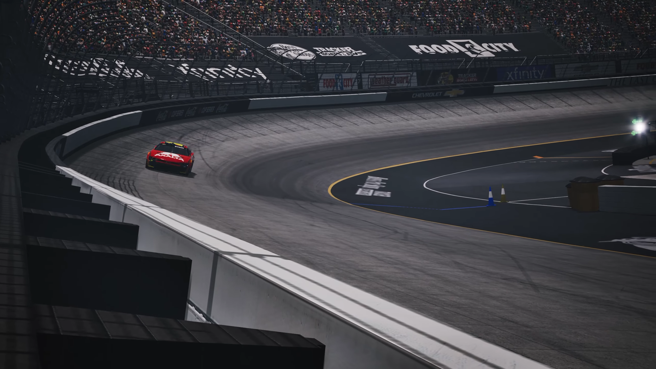 Screenshot from NASCAR 25 release date trailer.