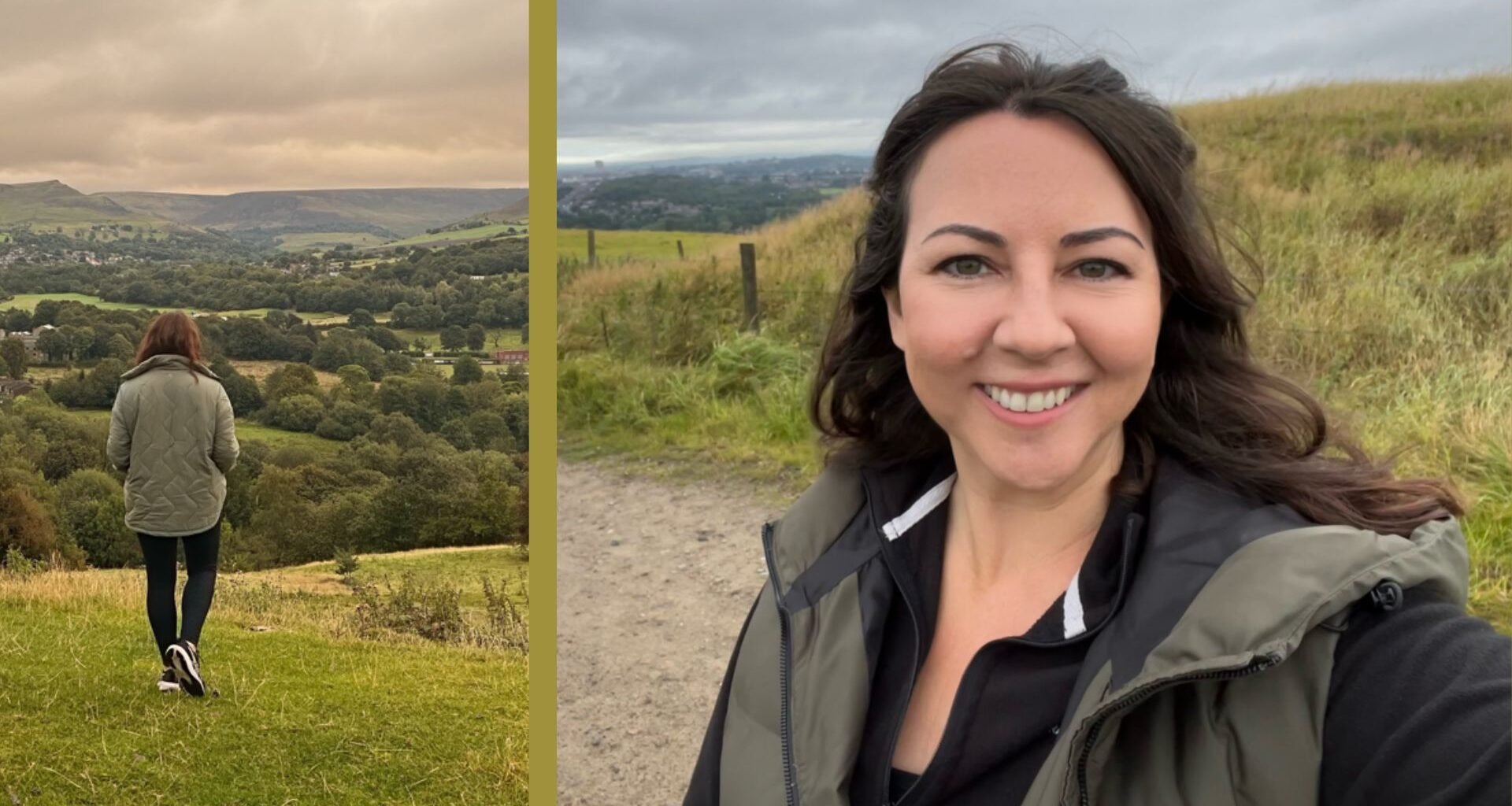 Susan Griffin selfie doing the 6-6-6 walking workout through hills