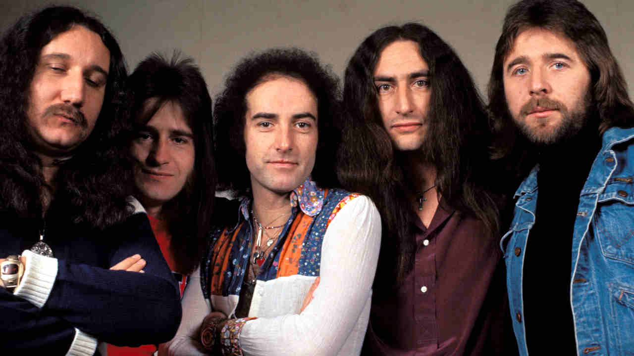 Uriah Heep posing for a photograph in 1976
