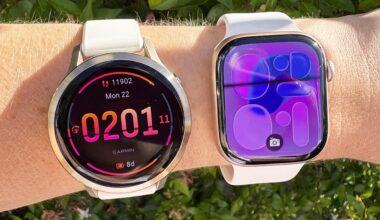 a photo of the Garmin Venu 4 and Apple Watch 11