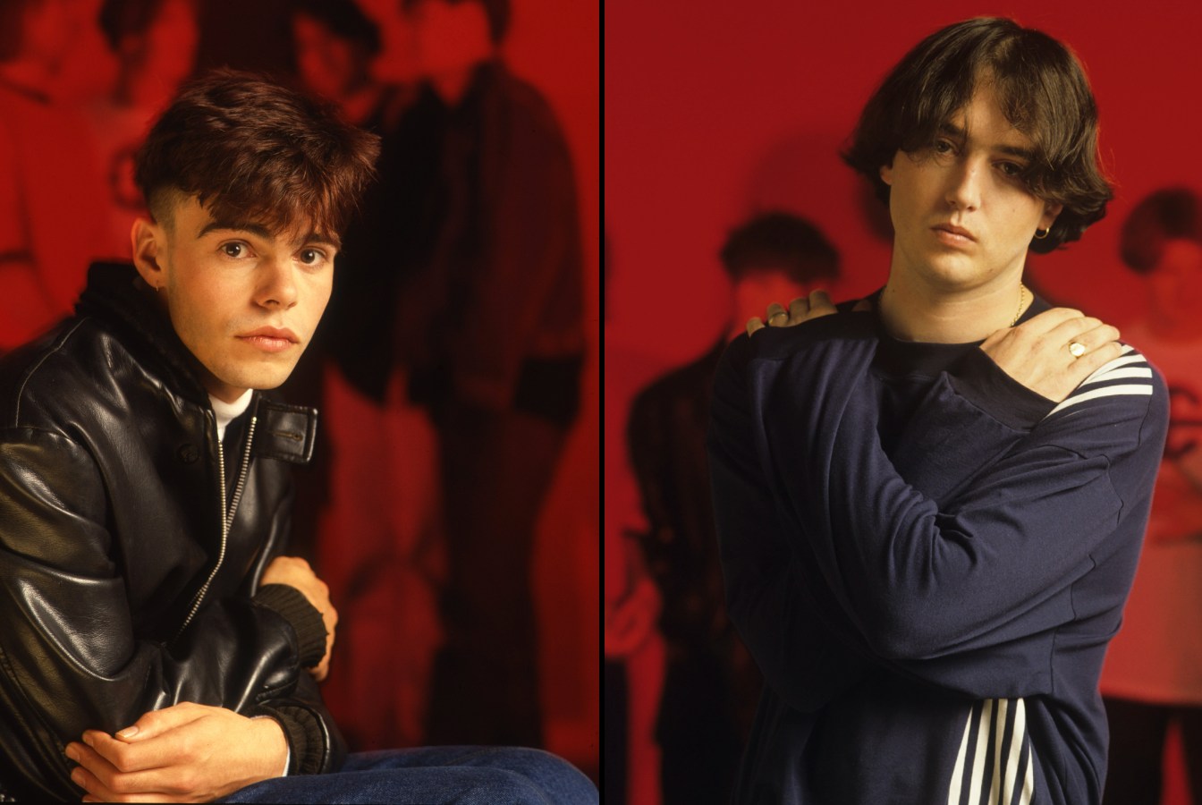 Collage of Tim Burgess and Rob Collins of The Charlatans.