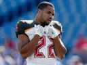 Tampa Bay Buccaneers running back Doug Martin stretches before a game in 2017.