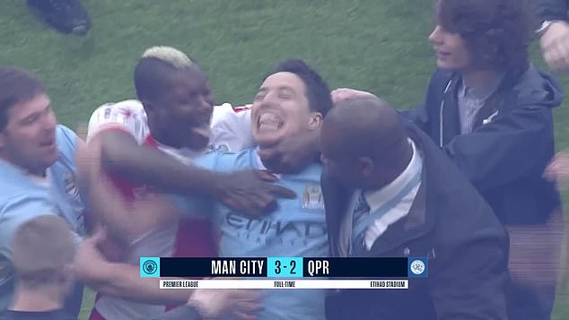 After the final whistle, Djibril Cisse celebrated with his friend Samir Nasri on the pitch, sparking Rooney's concern