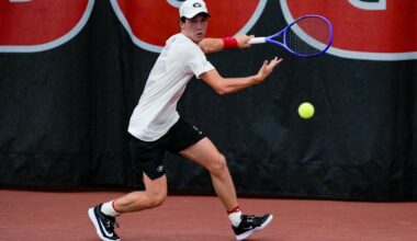Senior Santiago Giamichelle during practice at the Lindsey Hopkins Indoor Facility in Athens, Georgia on Monday, October 6, 2025.