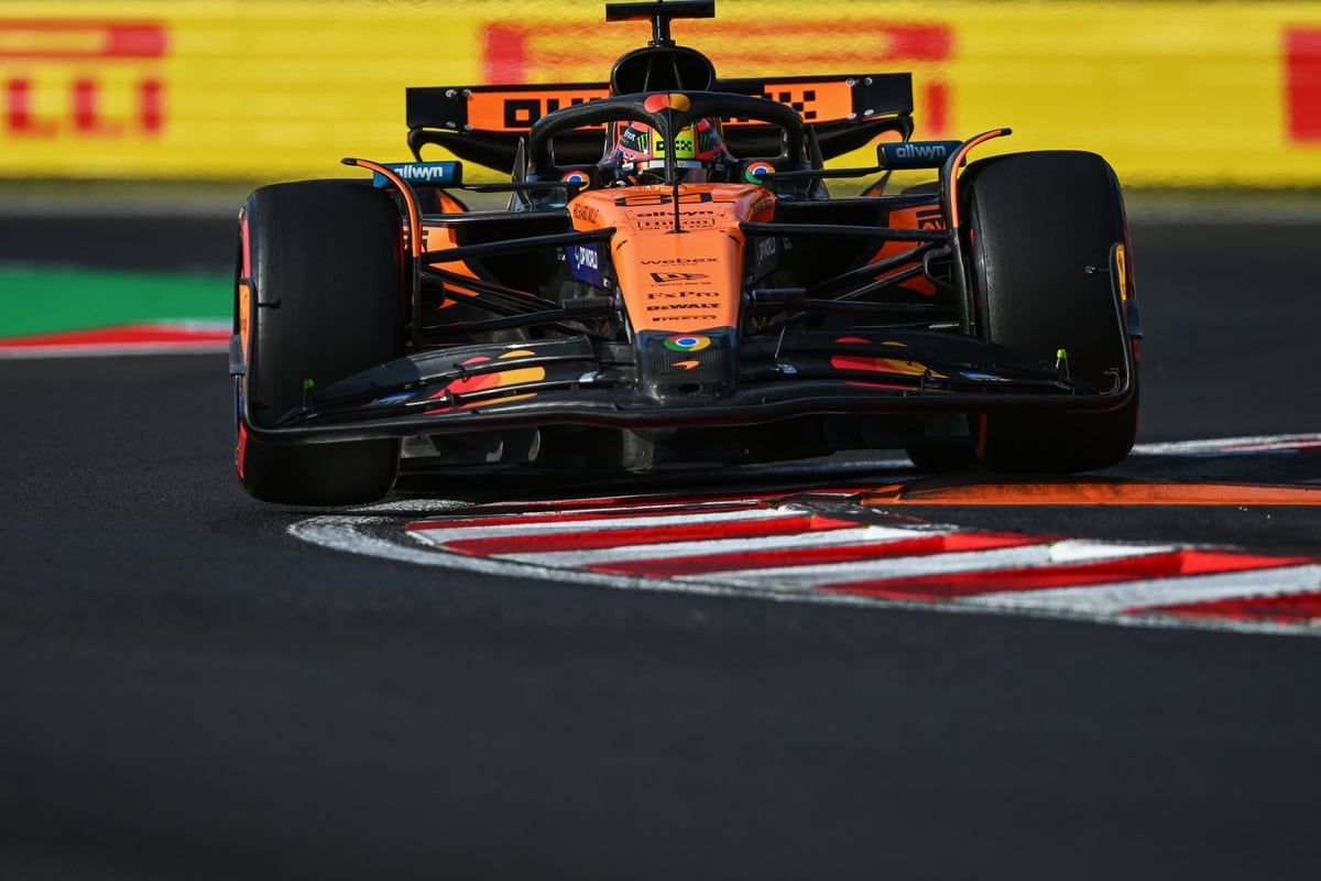 BUDAPEST, HUNGARY - AUGUST 01: Oscar Piastri of Australia driving the (81) McLaren MCL39 Mercedes on track during practice ahead of the F1 Grand Prix of Hungary at Hungaroring on August 01, 2025 in Budapest, Hungary.