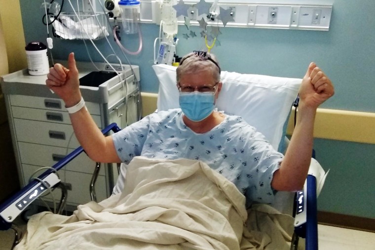 Laurel Vincenty after her breast cancer surgery on New Year’s Eve in 2020.