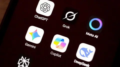 Getty Images Logos of different AI apps including Copilot, ChatGPT and Meta AI.