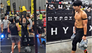 Ms Kamilah Tohar (left) completing Hyrox Bangkok in May with the help of partner Sam Chong, and Mr Edward Soon (right) at the Hyrox race in Bangkok in April 2025.