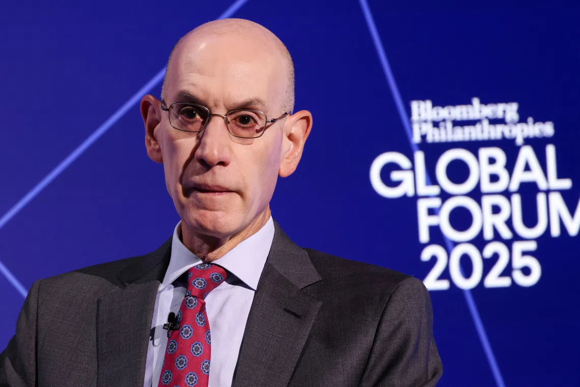 NBA Commissioner Adam Silver speaks at the annual Bloomberg Philanthropies Global Forum in Manhattan, New York City, U.S., September 24, 2025.REUTERS/Caitlin Ochs