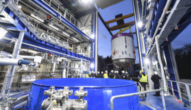 The Ariane 6 upper stage has been installed for tests at the DLR German Aerospace Center in Lampoldshausen, Germany