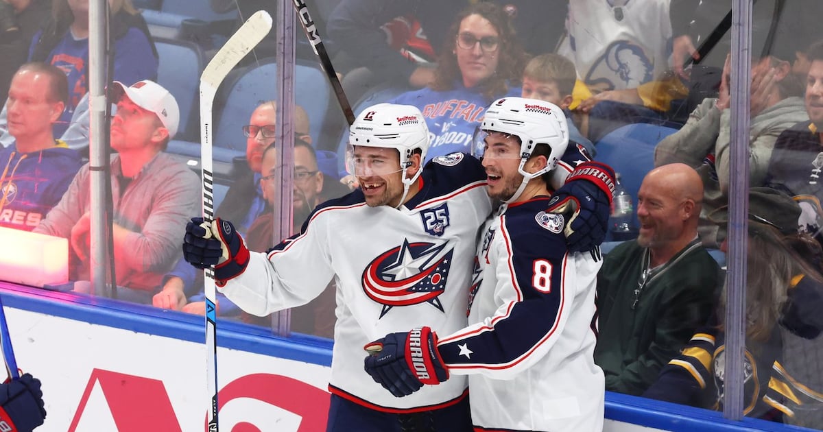 Miles Wood scores twice, including OT winner, in return from injury to lift Columbus Blue Jackets to win over Buffalo Sabres