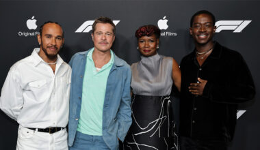 Lewis Hamilton, Brad Pitt, Sarah Niles, and Damson Idris