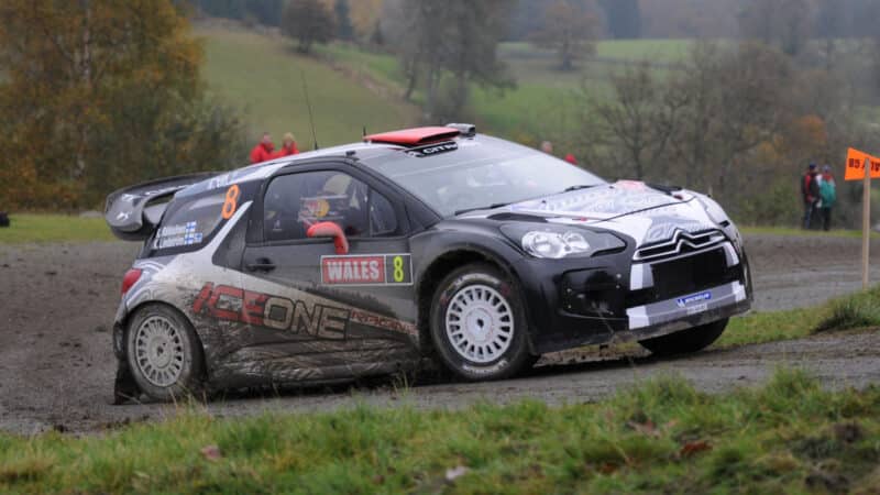 Kimi Raikkonen, Citroen DS3 WRC, on the shakedown stage at Wales Rally GB in 2011