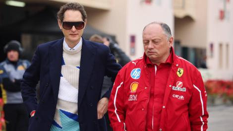 Ferrari bosses Elkann and Vasseur walk together