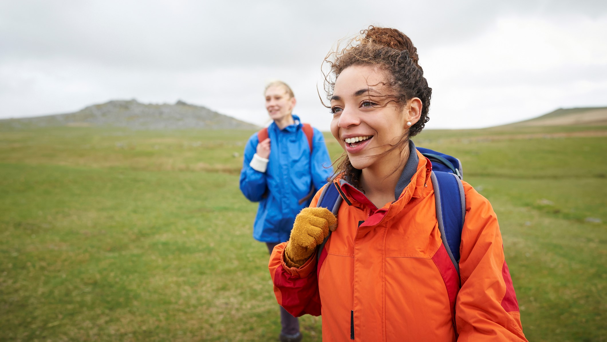 a photo of two women out for a walk