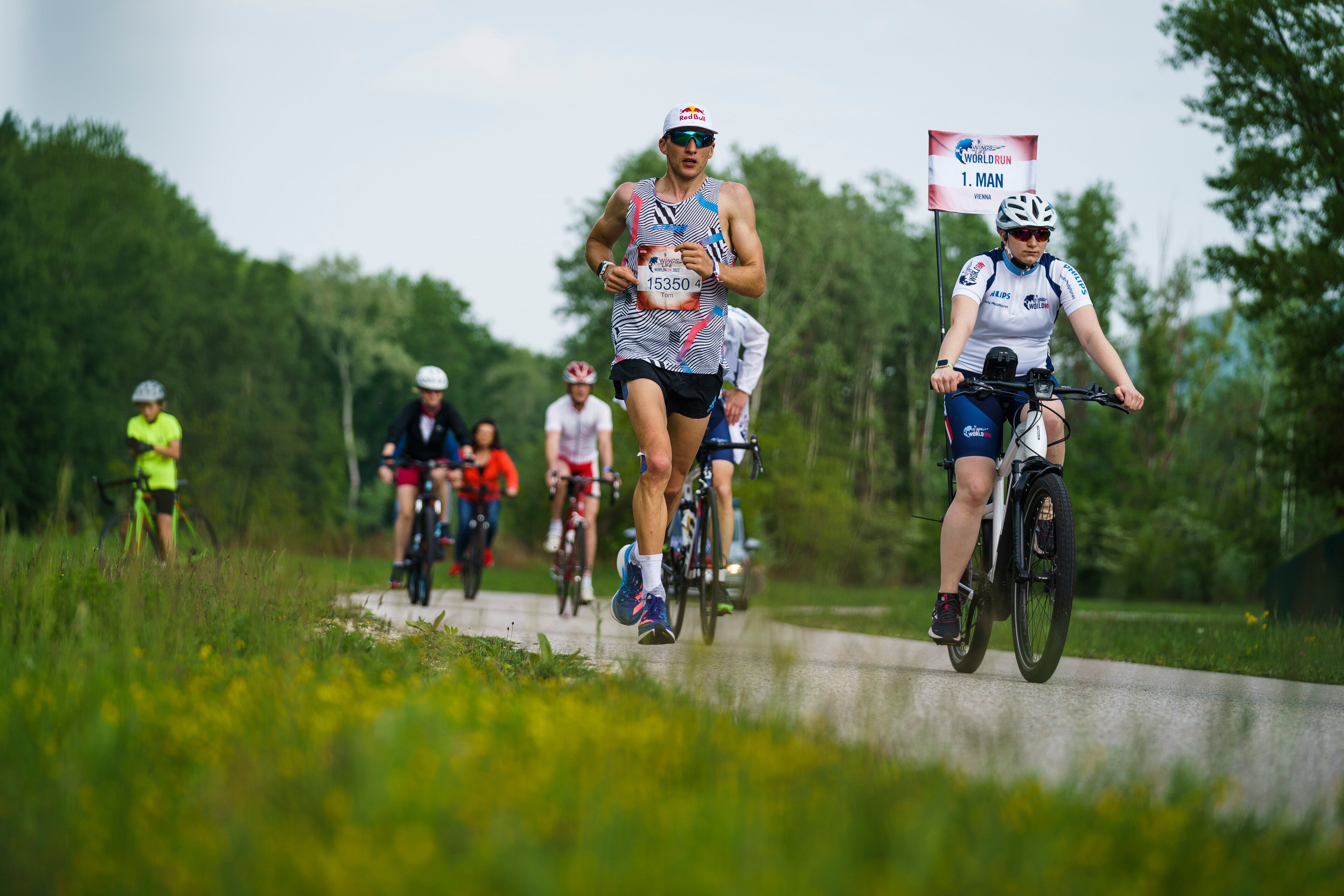 Tom Evans during the Wings for Life World Run Flagship Run in Vienna, Austria, which he went on to win