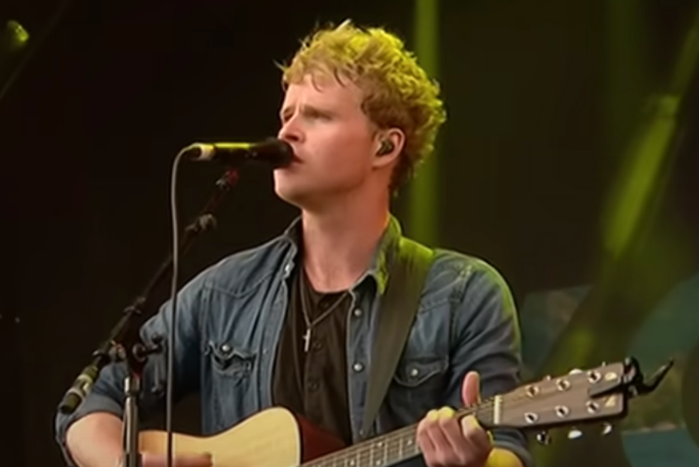 Lead singer of Kodaline, Steve Garrigan performs with Kodaline at Glastonbury in 2014