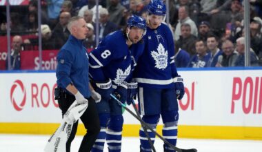 Maple Leafs' Chris Tanev exits vs. Devils with upper-body injury