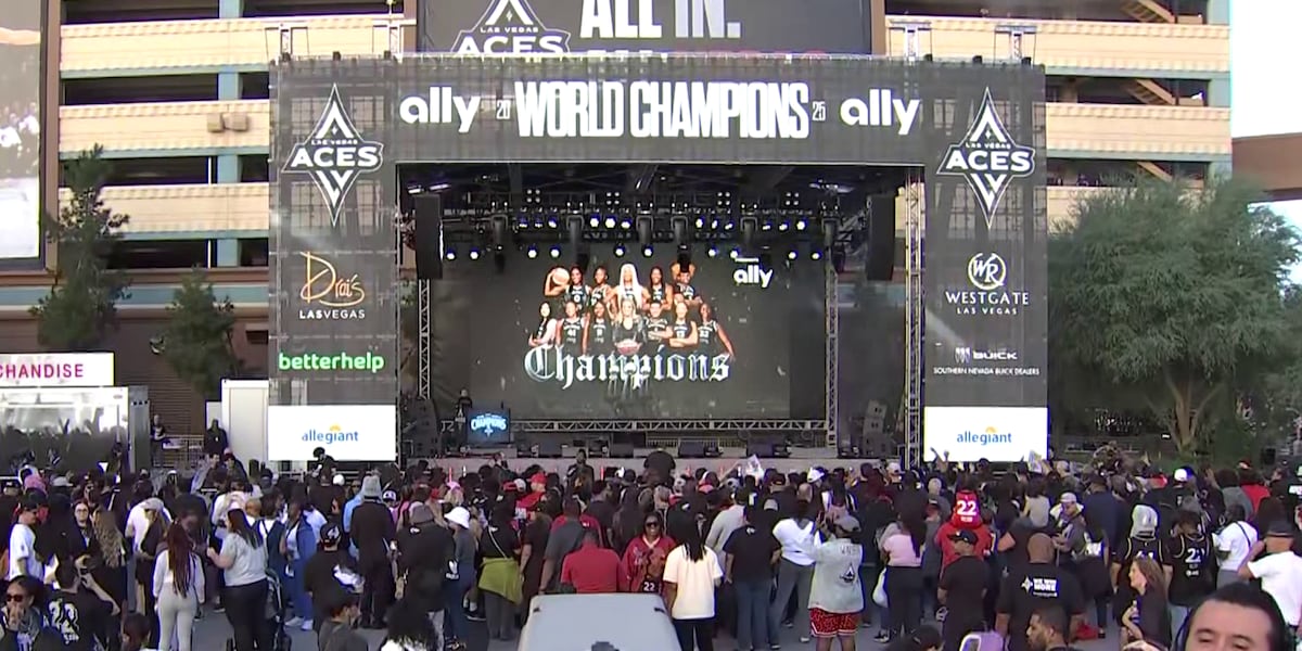 Las Vegas Aces celebrate third WNBA championship win at Toshiba Plaza