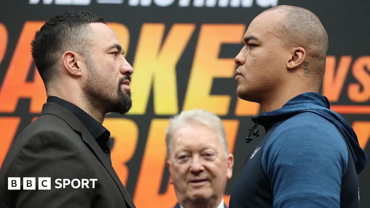 Joseph Parker faces off with Fabio Wardley at a news conference
