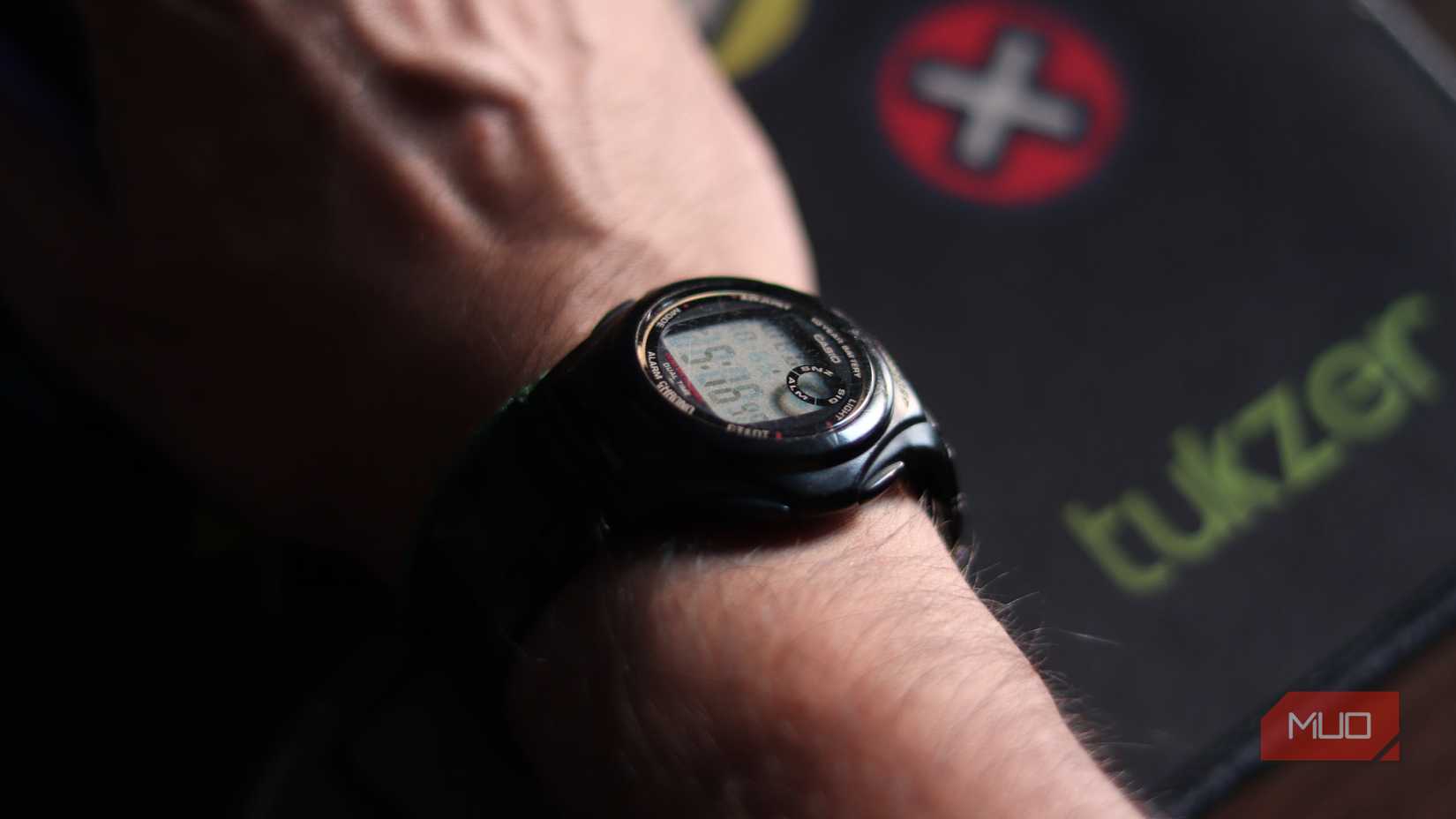 Casio F-200 on a wrist. 