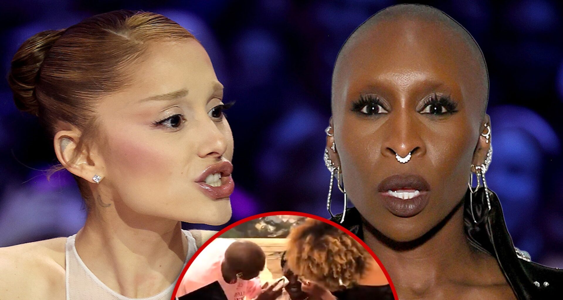 Ariana Grande, Cynthia Erivo Help Woman Clean Up After She's Doused With Wine