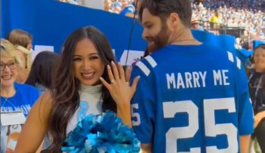 NFL Cheerleader Surprised With On-Field Proposal During Colts Game
