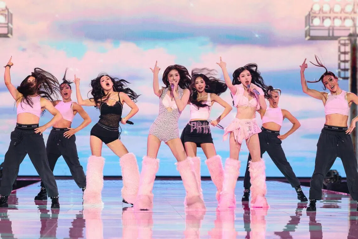 K-pop girl group Twice perform during the 2025 Victoria's Secret Fashion Show in New York City on Oct 15.