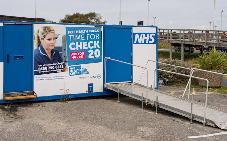 an nhs mobile screening hut.