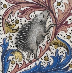 A medieval illustration of a hedgehog