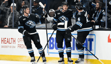 Hayton, Peterka score, Mammoth win home opener against Flames