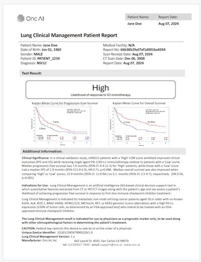 AI predictions for treatment response in metastatic lung cancer patients are provided in a PDF format.