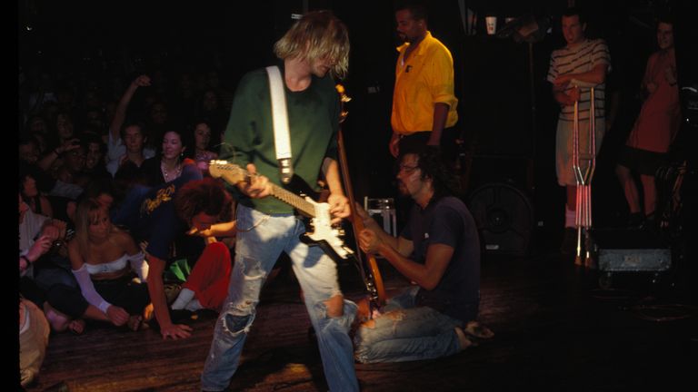 Nirvana performs live in 1991. Pic: AP