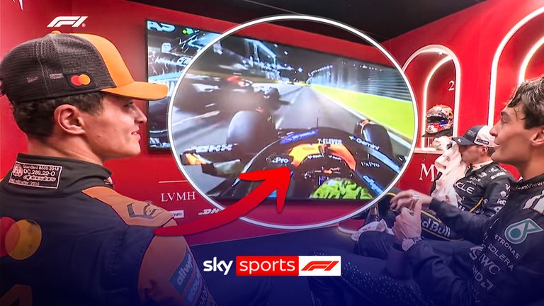 Lando Norris poked fun at Max Verstappen, joking he'd tried to 'puncture' the Red Bull driver's tyre in their battle for second.