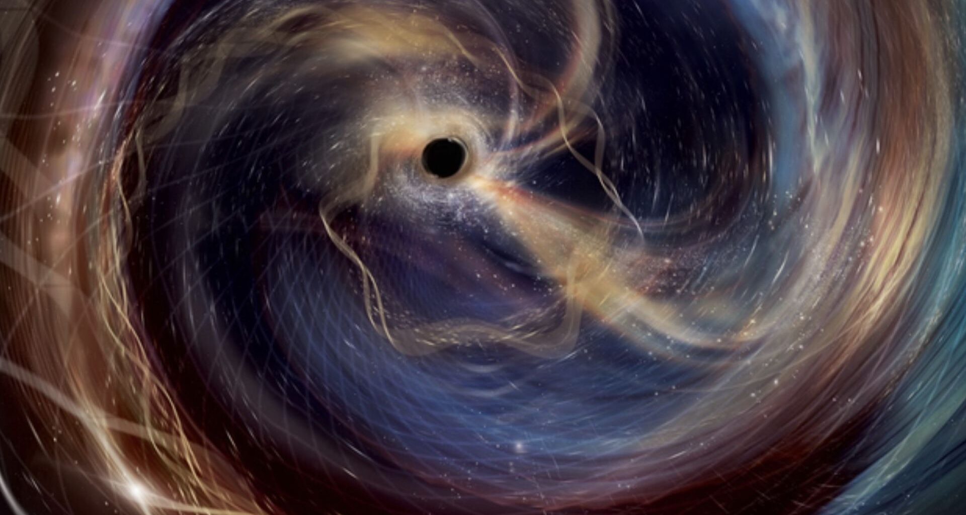 an illustration of two colliding black holes